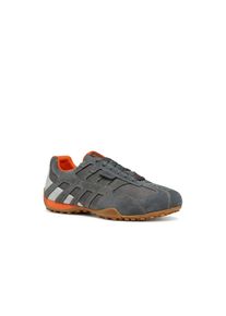 Schn&uuml;rschuh Geox "U SNAKE ORIGINAL", Herren, Gr. 41, orange (grau, orange), Synthetik, Veloursleder, kontrastfarbene Details, Basic, Schuhe Schn&uuml;rschuh, Sneaker mit Geox Spezial Membrane, Gr&ouml;&szlig;enschablone zum Download
