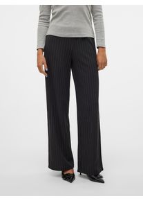 V&eacute;ro Moda Schlupfhose VERO MODA "VMBERLIN MY MW WIDE PRINT PANT NOOS", Damen, Gr. XL (42), L&auml;nge 32, schwarz (obsidian stripes:oatmeal pinstripes), Web, Obermaterial: 95% Polyester, 5% Elasthan, gestreift, loose fit normal, Hosen Schlupfhose