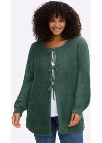 Strickjacke sheego, Herren, Gr. 56/58, moos, 100% Polyamid, unifarben, Strickjacken Strickjacke