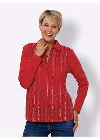 Poloshirt Classic Basics "Poloshirt", Damen, Gr. 48, rot (rot, graphit, bedruckt), 100% Baumwolle, gemustert, mehrfarbig, Shirts Poloshirt