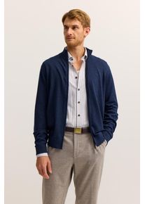 Strickjacke Bugatti "Regular Fit", Herren, Gr. L, 370, marine, Strick, 100% Baumwolle, unifarben, regular fit, ohne Ausschnitt, Rippb&uuml;ndchen, Strickjacken Strickjacke, aus Baumwolle mit Stehkragen