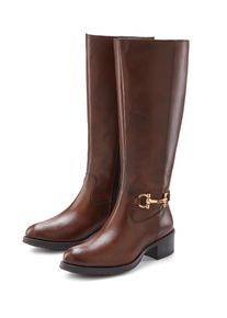 Stiefel Lascana "Stiefelette", Damen, Gr. 44, braun, Obermaterial: 100% Rindsleder. Decksohle: 100% Schafsleder. Futter: 100% Textilmaterial. Laufsohle: 100% Synthetik, unifarben, Schuhe Stiefel, aus Leder mit Langschaft