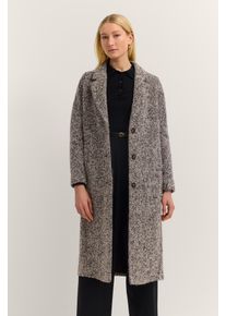 Langmantel Bugatti "Loose Fit", Damen, Gr. 42, schwarz (290, schwarz), 49% Baumwolle, 24% Wolle, 23% Polyester, 2% sonstige Fasern, 2% Polyamid, unifarben, loose fit, M&auml;ntel Langmantel, mit Reverskragen & Flexcity Stretch