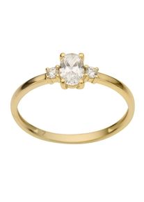 Goldring Firetti "Schmuck Geschenk Gold 333 Vorsteckring, Verlobungsring" Gr. 17, gold (gelbgoldfarben, kristallwei&szlig;), Fingerringe, Damen, 17, Gelbgold 333, 2mm, Goldring, mit Zirkonia (synth.)