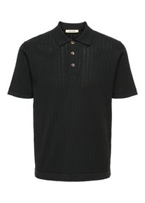 Only & Sons Polokragenpullover ONLY & SONS "ONSMOON REG 12 SS POLO KNIT NOOS", Herren, Gr. L, schwarz, Strick, Obermaterial: 80% Baumwolle, 20% Nylon, unifarben, regular fit normal, ohne Ausschnitt, Pullover Polokragenpullover