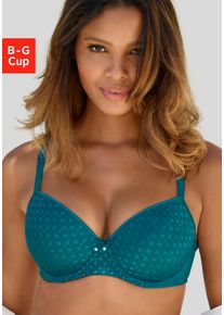 Schalen-BH Lascana, Damen, Gr. 85, Cup D, gr&uuml;n, Spitze, Obermaterial: 86% Polyamid, 14% Elasthan, BHs Schalen-BH, mit Spitze &uuml;ber nahtlosen Cups, auf Formb&uuml;gel, Dessous