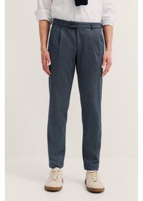 Bundfaltenhose Bugatti "Tapered Fit", Herren, Gr. 38, L&auml;nge 30, blau (370, marine), 62% Polyester, 15% Lyocell, 13% Baumwolle, 7% Polyamid, 3% Elasthan, unifarben, gerade, unten schmal, Hosen Bundfaltenhose, mit Flexcity Jersey Stretch