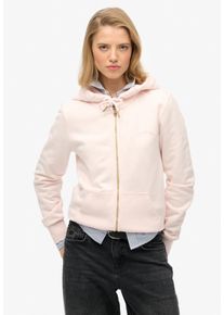 Kapuzensweatjacke Superdry "ESSENTIAL LOGO ZIPHOOD HB", Damen, Gr. XXL, pink (mauve morn pink), Sweatware, Obermaterial: 80% Baumwolle, 20% Polyester, unifarben, relaxed fit normal, Rundhals, Rippb&uuml;ndchen, Sweatjacken Kapuzensweatjacke