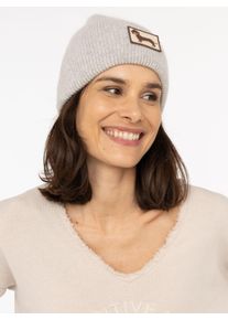 Beanie Zwillingsherz "Dog Patch", Damen, grau, Strick, Obermaterial: 55% Polyacryl, 30% Viskose, 15% Wolle, M&uuml;tzen Beanie, mit s&uuml;&szlig;em Dackelmotiv und Wollanteil