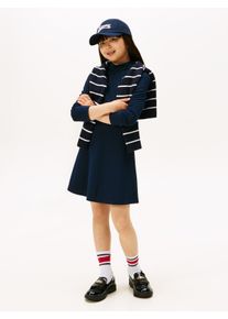 Skaterkleid Tommy Hilfiger "ESSENTIAL SKATER DRESS L/S", M&auml;dchen, Gr. 8 (128), N-Gr, blau (schwarz night navy), Web, Obermaterial: 72% Polyester, 23% Modal, 5% Elasthan, unifarben, regular fit kniefrei, Rundhals, eingesetzt gerader Abschluss, Kleider Skaterkleid, Kinder bis 16 Jahre