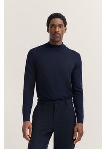 Rollkragenpullover Bugatti "Regular Fit", Herren, Gr. XL, blau (390, marine), Strick, 90% Wolle, 10% Seide, unifarben, regular fit, ohne Ausschnitt, Rippb&uuml;ndchen, Pullover Rollkragenpullover, aus Merino-Wolle-Seide-Mix