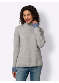 Strickpullover Heine "Pullover", Damen, Gr. 36, grau (hellgrau, meliert), 76% Polyacryl, 12% Polyamid, 10% Wolle, 2% Elasthan, unifarben, Pullover Strickpullover