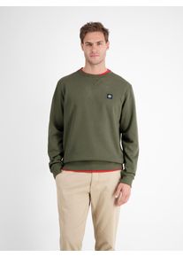 Sweater Lerros, Herren, Gr. M, gr&uuml;n (nordic olive), Sweatware, Obermaterial: 50% Baumwolle, 50% Polyester, unifarben, normal h&uuml;ftbedeckend, Rundhals, B&uuml;ndchen, Sweatshirts Sweater, mit Logo-Badge