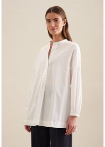 Klassische Bluse Seidensticker "Schwarze Rose", Damen, Gr. XS(34), wei&szlig;, 97% Baumwolle, 3% Elasthan, unifarben, regular fit, Rundhals, Blusen Klassische Bluse, Langarm Rundhals Uni