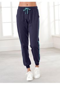 Schlupfhose, Damen, Gr. 46, Normalgr&ouml;&szlig;en, blau (nachtblau), 100% Baumwolle, unifarben, lang, Hosen Schlupfhose