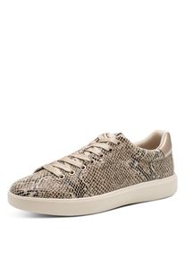 Plateausneaker Tamaris, Damen, Gr. 38, beige (beige snake), Lederimitat, Textil, Reptilienpr&auml;gung, Schuhe Plateausneaker, Freizeitschuh, Halbschuh, Schn&uuml;rschuh in veganer Verarbeitung