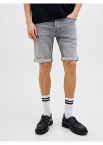 Jack & Jones Shorts JACK & JONES "JJIRICK JJICON I.K. SHORTS GE 063 SN", Herren, Gr. XL, N-Gr, grau (grau denim), Web, Obermaterial: 76% Baumwolle, 22% Polyester, 2% Elasthan, unifarben, regular fit kniefrei, Hosen Shorts, im Five-Pocket Style