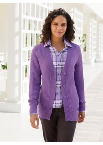 Cardigan Casual Looks, Damen, Gr. 42, lila, 50% Baumwolle, 50% Polyacryl, unifarben, Strickjacken Cardigan