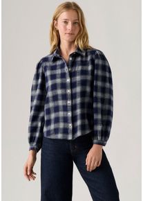 Levi's Langarmbluse LEVI'S, Damen, Gr. XL (42), blau (alarcon plaid navy), Web, Obermaterial: 100% Baumwolle, kariert, weit taillenbedeckt, Puff&auml;rmel, Blusen Langarmbluse, Mit Puff&auml;rmel