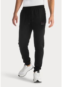 H.I.S. Sweathose H.I.S, Herren, Gr. 44/46 (S), N-Gr, schwarz, Sweatware, Obermaterial: 60% Baumwolle, 40% Polyester, unifarben, Basic, bequem lang, Hosen Sweathose, Jogginghose mit kleinem Logodruck, Topseller
