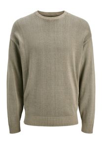 Jack & Jones Rundhalspullover JACK & JONES "JJECHARGE FADED KNIT CREW NECK NOOS", Herren, Gr. M, silber sage, Strick, Obermaterial: 100% Baumwolle, unifarben, relaxed fit h&uuml;ftbedeckend, Rundhals, Rippb&uuml;ndchen, Pullover Rundhalspullover
