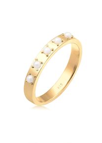Perlenring Elli "Ring Synthetische Perle Wei&szlig; 925 Sterling Silber" Gr. 52, gold, Fingerringe, Damen, 52, ohne Stein, Silber 925 (Sterlingsilber), Perlenring