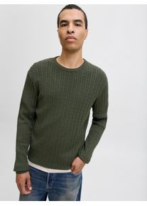 Jack & Jones Strickpullover JACK & JONES "JJEEMIL KNIT CABLE CREW NECK NOOS", Herren, Gr. S, bunt (duffel bag), Strick, Obermaterial: 60% Baumwolle, 20% Nylon, 20% Viskose, unifarben, regular fit h&uuml;ftlang, Rundhals, B&uuml;ndchen, Pullover Strickpullover