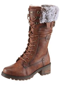 Winterstiefel Mustang Shoes "Haukea", Damen, Gr. 38, Normalschaft, braun, Lederimitat, Textil, Schuhe Winterstiefel, Snowboots, Winterstiefel mit TEX-Membrane