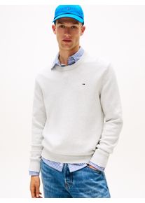 Rundhalspullover Tommy Jeans, Herren, Gr. XXL, lt grau htr, Sweatware, Obermaterial: 100% Baumwolle, slim fit normal, Rundhals, eingesetzt Rippstrickb&uuml;ndchen, Pullover Rundhalspullover, Slim fit mit Rundhalsausschnitt
