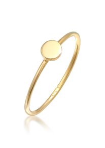 Silberring Elli Premium "Ring Pl&auml;ttchen Runde Form Statement 375 Gelbgold" Gr. 54, gold, Fingerringe, Damen, 54, Gelbgold 375, Silberring