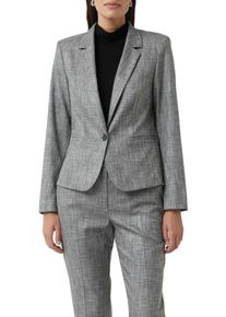 Jackenblazer comma, Damen, Gr. 38, grau (mid grau), Web, Obermaterial: 53% Viskose, 45% Polyester, 2% Elasthan, meliert, tailliert h&uuml;ftbedeckend, tiefer V-Ausschnitt, Blazer Jackenblazer, meliert, mit 1-Knopf-Verschluss