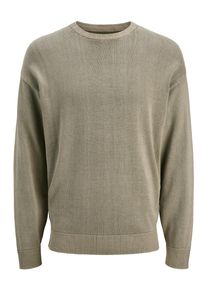 Jack & Jones Rundhalspullover JACK & JONES "JJECHARGE FADED KNIT CREW NECK NOOS", Herren, Gr. XS, silber sage, Strick, Obermaterial: 100% Baumwolle, unifarben, relaxed fit h&uuml;ftbedeckend, Rundhals, Rippb&uuml;ndchen, Pullover Rundhalspullover