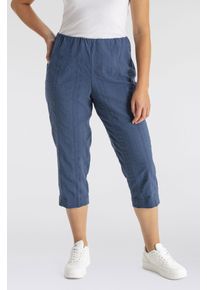 Caprihose KjBRAND "Susie Capri Wash & Go", Damen, Gr. 46, N-Gr, blau (indigo, blau), Web, Obermaterial: 47% Baumwolle, 45% Polyester, 6% Viskose, 2% Elasthan, gerade 3/4-L&auml;nge, Hosen Caprihose, Sommerhose b&uuml;gelfrei
