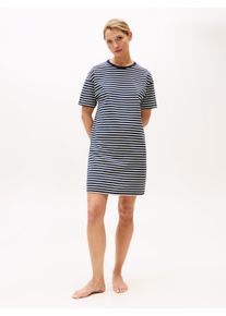Nachthemd "STRIPE SS T-SHIRT DRESS", Damen, Gr. XS (34), N-Gr, blau (breton small schwarz night navy), Single Jersey, Obermaterial: 100% Baumwolle, Tommy Hilfiger Underwear, gestreift, Basic, Basic kurz, Rundhals, Kleider Nachthemd, mit Streifenmuster, Logo