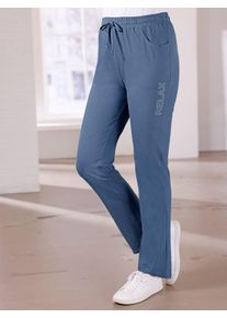 Schlupfhose, Damen, Gr. 46, Normalgr&ouml;&szlig;en, blau (jeansblau), 100% Baumwolle, unifarben, Hosen Schlupfhose