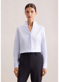 Klassische Bluse Seidensticker, Damen, Gr. L40, blau (hellblau), 100% Baumwolle, unifarben, slim fit, ohne Ausschnitt, Blusen Klassische Bluse, 1/1 Kragen Uni