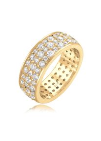 Silberring Elli Premium "Ring Microsetting Zirkonia Wei&szlig; 925 Sterling Silber" Gr. 56, gold, Fingerringe, Damen, 56, Silber 925 (Sterlingsilber), Silberring