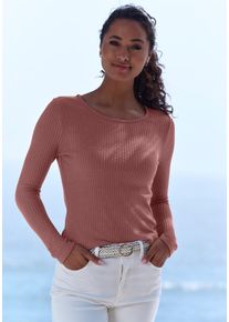 Langarmshirt Lascana "in modischer Piqu&eacute;-Optik", Damen, Gr. 36/38, lila (mauve), Piqu&eacute;, Obermaterial: 69% Polyester (REPREVE), 28% Viskose, 3% Elasthan, unifarben, Basic, Basic schmal, Rundhals, Shirts Langarmshirt, aus weicher Qualit&auml;t mit Viskose, Topseller