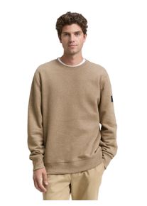 Sweatshirt Tom Tailor, Herren, Gr. L, palm cashmere structure, Sweatware, Obermaterial: 60% Baumwolle, 40% Polyester, unifarben, regular fit taillenbedeckt, Rundhals, Rippb&uuml;ndchen, Sweatshirts Sweatshirt, mit Logo Stickerei am Arm
