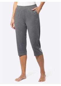 Caprihose, Damen, Gr. 46, Normalgr&ouml;&szlig;en, grau (anthrazit, melange), 100% Baumwolle, 65% Polyester, 35% Baumwolle, meliert, unifarben, knielang, Hosen Caprihose