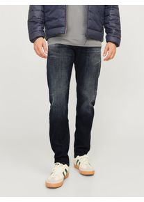 Jack & Jones Tapered-fit-Jeans JACK & JONES "JJIMIKE JJCADE GE 232 NOOS", Herren, Gr. 32, L&auml;nge 32, blau (blau denim), Denim/Jeans, Obermaterial: 98% Baumwolle, 2% Elasthan, Abriebeffekte, bequem, Jeans Tapered-fit-Jeans