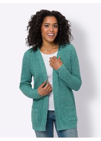 Cardigan Classic Basics, Damen, Gr. 40, gr&uuml;n (smaragd, meliert), 100% Baumwolle, meliert, Strickjacken Cardigan