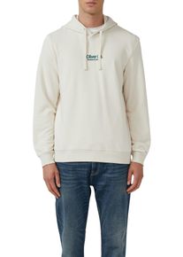 Hoodie s.Oliver, Herren, Gr. S, beige (ecru), Sweatware, Obermaterial: 70% Baumwolle, 30% Polyester, unifarben, regular fit normal, ohne Ausschnitt, Rippb&uuml;ndchen, Sweatshirts Hoodie, mit Logo Schriftzug