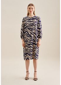 Sommerkleid Seidensticker "Schwarze Rose", Damen, Gr. L40, Normalgr&ouml;&szlig;en, blau (dunkelblau), 100% Viskose, regular fit, Rundhals, Kleider Sommerkleid, 7/8-Arm Rundhals Animal