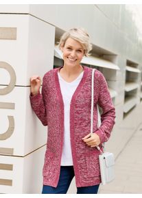 Cardigan Classic Basics, Damen, Gr. 44, rot (bordeaux, ecru, meliert), 100% Baumwolle, gemustert, mehrfarbig, meliert, Strickjacken Cardigan