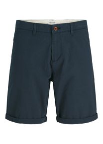 Jack & Jones Chinohose JACK & JONES "JPSTMARCO ERIK CHINO SHORT MID", Herren, Gr. M, N-Gr, blau (navy blazer), Web, Obermaterial: 98% Baumwolle, 2% Elasthan, unifarben, regular fit normal, Hosen Chinohose