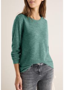 Rundhalspullover Cecil, Damen, Gr. M (40), smoky gr&uuml;n heather melange, Strick, Obermaterial: 60% Baumwolle, 40% Polyester, meliert, regular fit normal, Rundhals, gerader Abschluss, Pullover Rundhalspullover, mit Struktur, Topseller