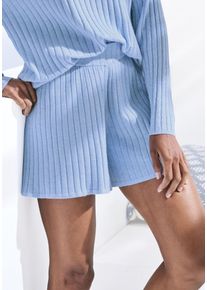 Shorts French Connection, Damen, Gr. 44/46, N-Gr, blau (hellblau, meliert), Rippstrick, Obermaterial: 50% Viskose (LENZING&trade; ECOVERO&trade;), 28% Polyester, 22% Polyamid, meliert, unifarben, bequem kurz, Hosen Shorts, in lockerer Weite, Loungewear, Topseller