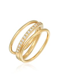 Silberring Elli "Ring Wickelring Zirkonia 925 Silber" Gr. 56, gold, Fingerringe, Damen, 56, Silber 925 (Sterlingsilber), Silberring