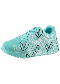 Sneaker Skechers "UNO LITE-METALLIC LOVE", M&auml;dchen, Gr. 29, bunt (t&uuml;rkis, multi), Lederimitat, kontrastfarbene Details, Schuhe Sneaker, Keil,-Schn&uuml;rschuh, Skech-Air Funktion, Gr&ouml;&szlig;enschablone zum Download